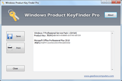 Windows Product Key Finder - Screenshot Product Key Finder Screenshot